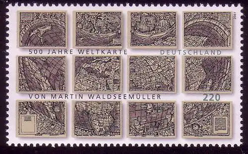 2598 Weltkarte von Martin Waldseemüller, postfrisch **