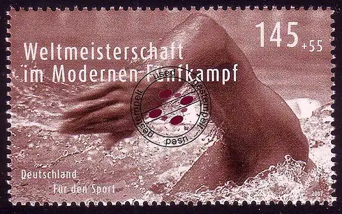 2587 Sporthilfe 145+55 C Freistilschwimmen aus Zehnerbogen, O