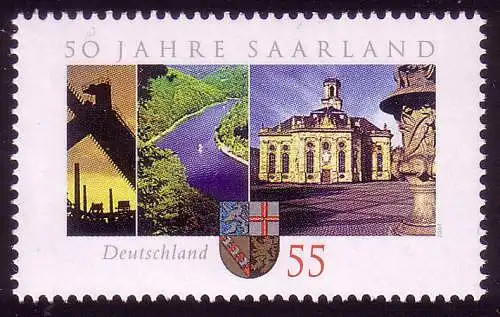 2581 Saarland NASSKLEBEND, postfrisch **