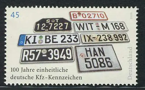 2551 Kfz-Kennzeichen, postfrisch **