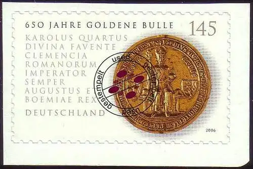 2516 Goldene Bulle SELBSTKLEBEND aus MH 62, gestempelt O