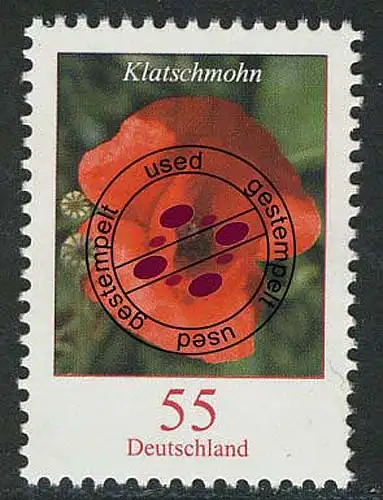 2472 Blumen 55 C Klatschmohn NASSKLEBEND, gestempelt O