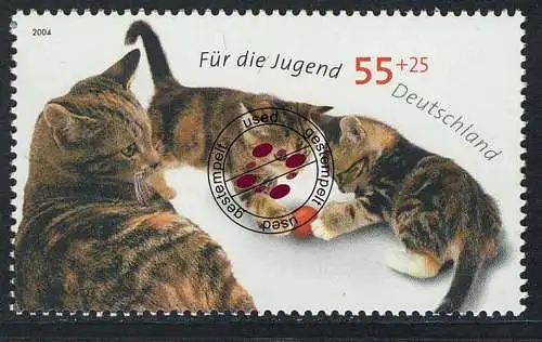 2403 Jugend 55+25 C Katzen mit Ball, gestempelt O