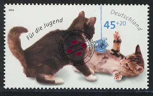 2402 Jugend 45+20 C Katzen mit Wollknäuel O