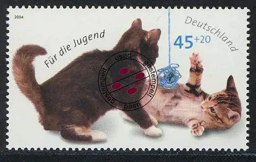 2402 Jugend 45+20 C Katzen mit Wollknäuel, gestempelt O