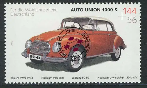 2366 Wohlfahrt Oldtimer 144+56 C Auto Union, gestempelt O