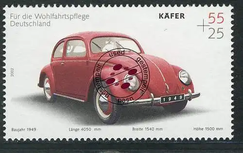 2292 Wohlfahrt Oldtimer 55+25 C VW Käfer, gestempelt O
