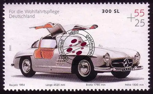 2291 Wohlfahrt Oldtimer 55+25 C Mercedes 300 SL, gestempelt O