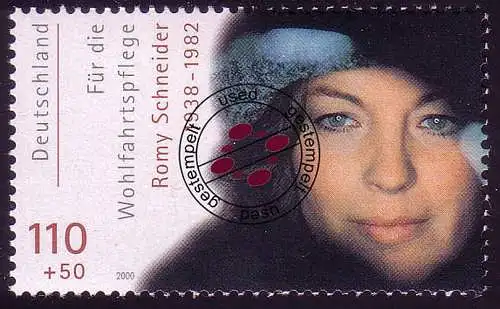 2145 Wofa Filmschauspieler 110+50 Pf Romy Schneider, gestempelt O