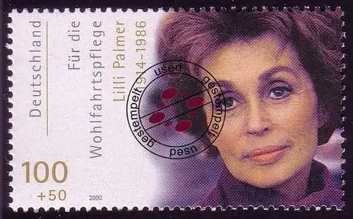 2143 Wofa Filmschauspieler 100+50 Pf Lilli Palmer, gestempelt O