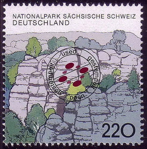 1998 Nationalpark Sächsische Schweiz aus Block 220 Pf, gestempelt O