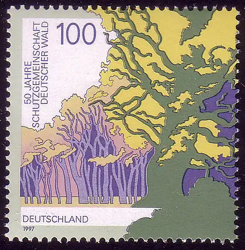 1918 Schutzgemeinschaft dt. Wald 100 Pf aus Block **