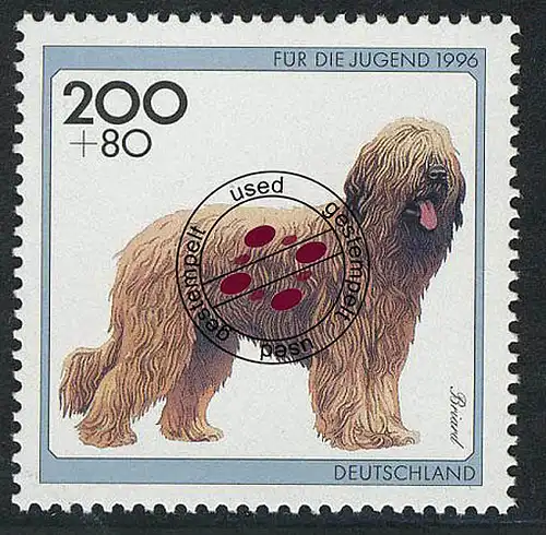 1840 Jeunes races de chiens 200+80 Pf Briard O Tamponné