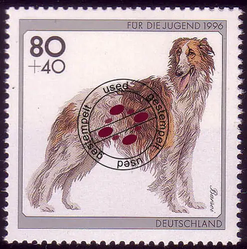 1836 Jugend Hunderassen 80+40 Pf  Barsoi, gestempelt O