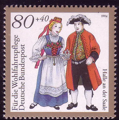 1758 Wohlfahrt Deutsche Trachten 80+40 Pf Halle, postfrisch **