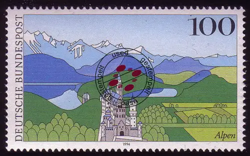 1742 Alpen Schloß Neuschwanstein, gestempelt O