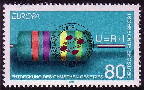 1732 Europe/CEPT 80 Pf Loi d'Ohmsche Georg Simon Ohm, O