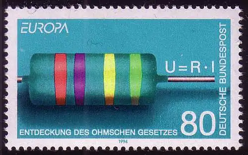 1732 Europa/CEPT 80 Pf Ohmsches Gesetz Georg Simon Ohm, **