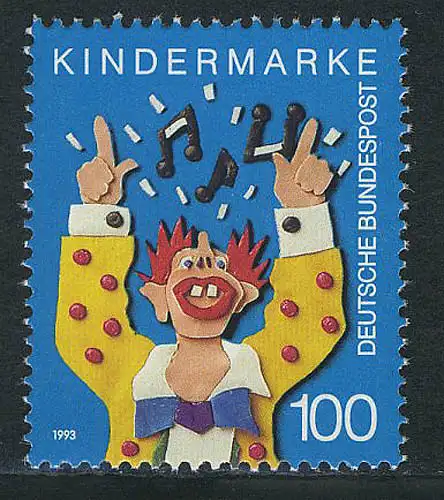 1695 marque de bloc Pour nous enfants clown 100 Pf **