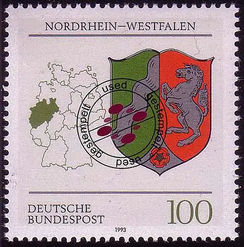 1663 Nordrhein-Westfalen 100 Pf O gestempelt