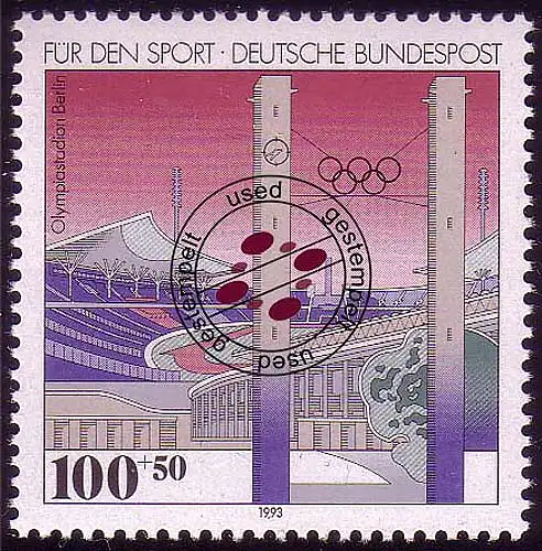 1652 Sporthilfe 100+50 Pf Olympiastadion O gestempelt