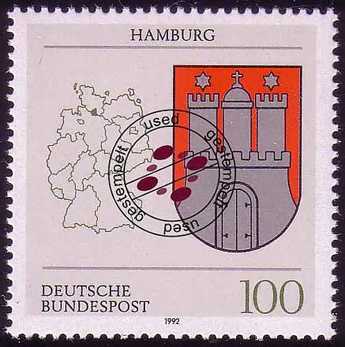 1591 Hamburg 100 Pf, gestempelt O