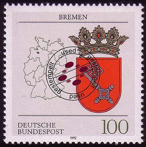 1590 Bremen 100 Pf O gestempelt