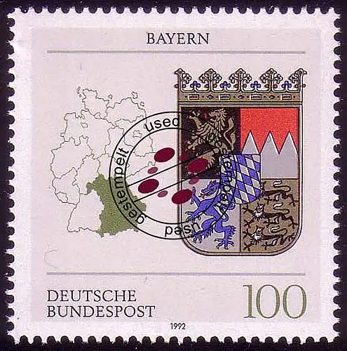 1587 Bavière 100 Pf O Tamponné