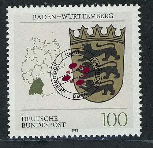 1586 Bade-Wurtemberg 100 Pf O Tamponné