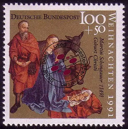 1581 Noël 100+50 Pf O Tamponné