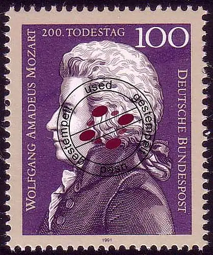1571 Wolfgang Amadeus Mozart, marque unique en bloc 26 O