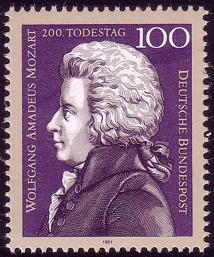 1571 Wolfgang Amadeus Mozart, Einzelmarke aus Block 26 **