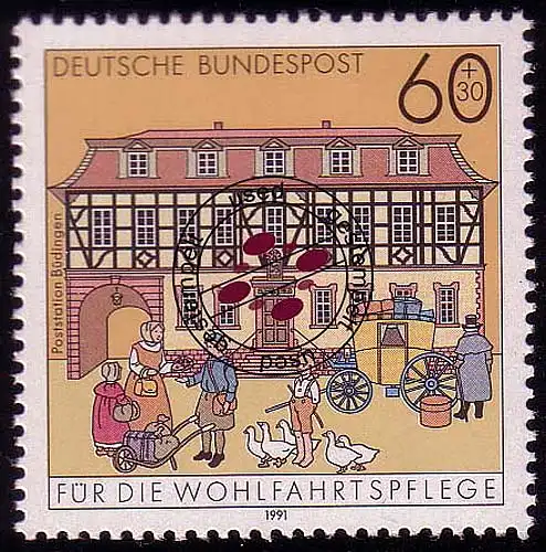 1564 Poststation Büdingen 60+30 Pf O gestempelt