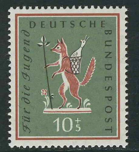 286 Jugend Volkslieder 10+5 Pf, Fuchs, Du hast die Gans..., postfrisch **