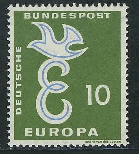 295 Europa 10 Pf Taube und E ** postfrisch