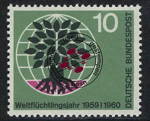 326 Weltflüchtlingsjahr 10 Pf O