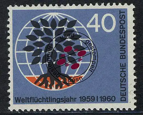 327 Weltflüchtlingsjahr 40 Pf O