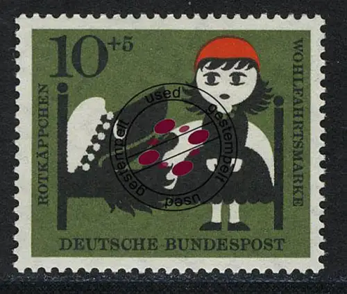 341 Wohlfahrt Brüder Grimm 10+5 Pf Rotkäppchen, gestempelt O
