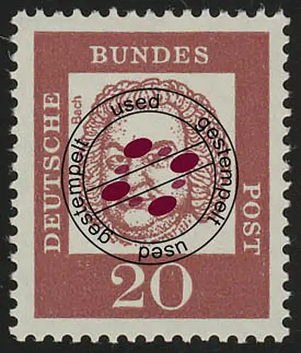 352 Bedeutende Deutsche 20 Pf Bach, gestempelt O