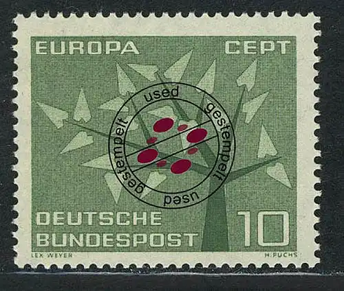 383 Europe 10 Pf Feuilles O.