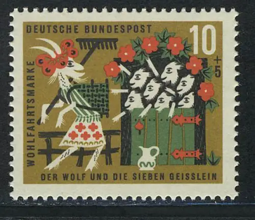 408 Wohlfahrt Brüder Grimm 10+5 Pf Sieben Geißlein **