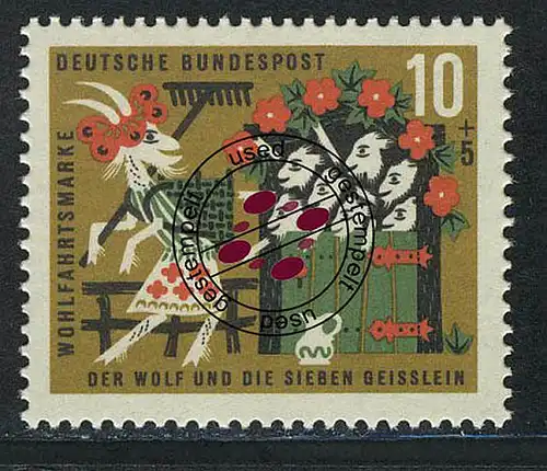408 Wohlfahrt Brüder Grimm 10+5 Pf Sieben Geißlein O