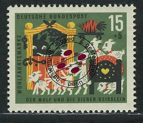 409 Wohlfahrt Brüder Grimm 15+5 Pf Sieben Geißlein O