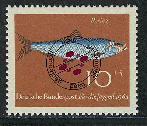 412 Jugend Fische 10+5 Pf Hering O gestempelt