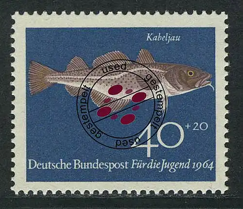 415 Jugend Fische 40+20 Pf Kabeljau O gestempelt