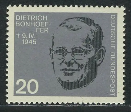 433 aus Block Widerstandskämpfer 20 Pf Bonhoeffer **