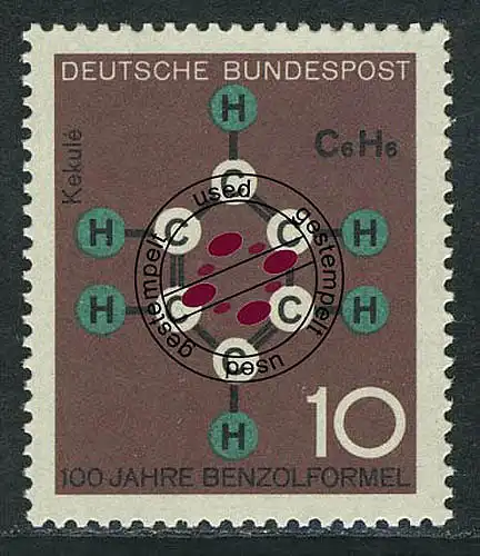 440 Wissenschaft 10 Pf Benzolformel O gestempelt