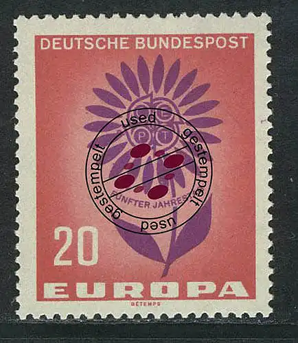 446 Europe 20 Pf Fleur O Tamponné