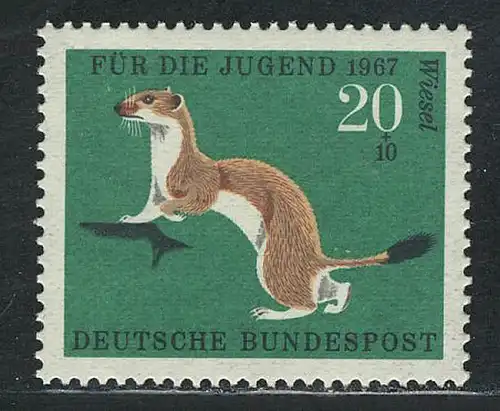 530 Jugend Pelztiere 20+10 Pf Hermelin ** postfrisch