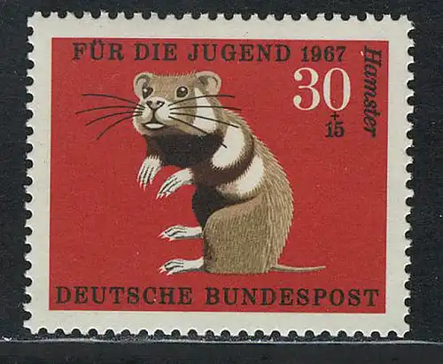 531 Jugend Pelztiere 30+15 Pf Feldhamster ** postfrisch